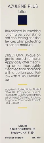 Vista 4 de Dinur Cosmetics Azulene Plus Loción para piel normal a grasa, hidratante diario ligero para rostro y cuerpo con azuleno, 4 fl oz / 4.1 fl oz