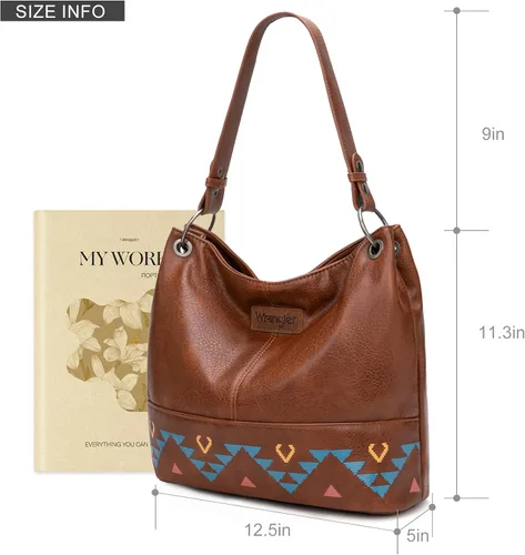 Vista 144 de Wrangler Hobo - Bolsas para mujer de cuero vegano con asa superior, bolsos de hombro y bolsos
