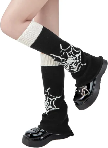 Vista 2 de Zando Calentadores de piernas Y2K para mujer, calentadores de piernas Y2K, calentadores de piernas kawaii, 80, Halloween, punk gótico, Lolita, Araña