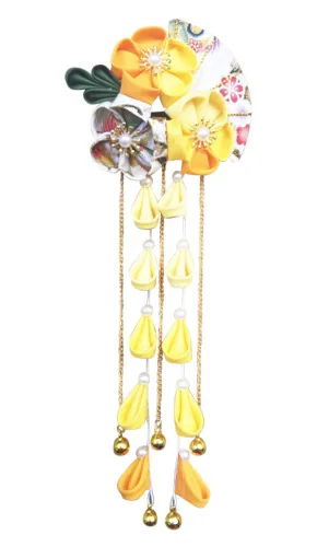 Vista 8 de CRB Fashion Kimono tradicional Tsumami Kanzashi para mujer y niña, traje de boda japonés, asiático, Yukata, lazo para el cabello, floral, abanico