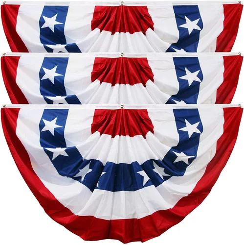 Vista 16 de HOOSUN Decoraciones del 4 de julio, banderines de bandera estadounidense para exteriores, decoraciones patrióticas del 4 de julio de 1.5 x 3 pies