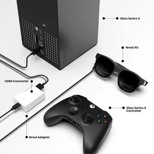 Vista 9 de NrealAirARGlasseswithNrealAdapter,CompatiblewithiPhoneandNintendoSwitch,ConnecttoiPhoneviaLightningtoHDMIAdapter,StreamandGame,ARGlasseswith130