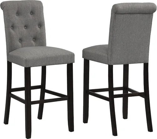 Vista 4 de Roundhill Furniture Hendley - Juego de 2 herramientas de madera maciza copetudas, color gris