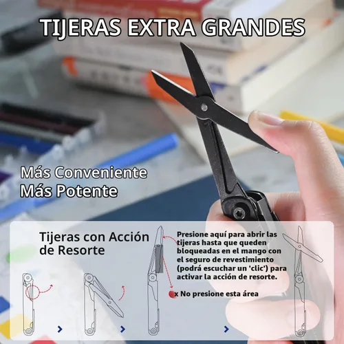 Vista 4 de ROCKTOL Multitool Gen-R Lite, Cuchillo de Bolsillo EDC Retro Negro con Hoja VG10, Multiherramienta Compacta 15-en-1 con Destornillador, Tijeras