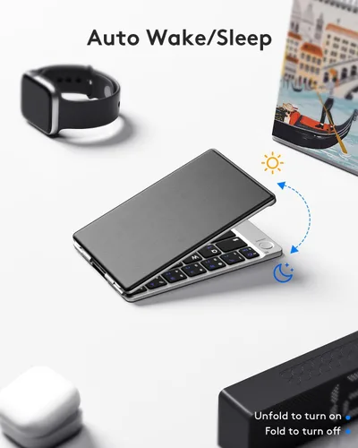 Vista 5 de Samsers Teclado Bluetooth plegable ultra delgado para teléfono Tablet PC Negro plateado