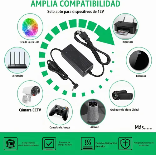 Vista 7 de Fuente de alimentación de 12 V 10 A, convertidor de CA a CC de 100 V-240 V a 12 V 10 A 120 W, transformador de potencia de 12 voltios y 10 amperios
