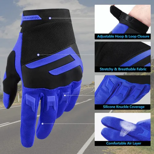Vista 3 de FIORETTO Guantes de bicicleta de montaña para hombres y mujeres, guantes de ciclismo con almohadilla SBR de 0.197 in para pantalla táctil