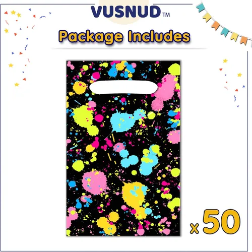 Vista 2 de Vusnud 50 bolsas de plástico de neón que brillan en la oscuridad para decoraciones de fiesta de cumpleaños