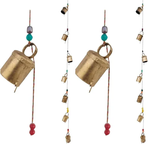 Vista 9 de s estilo indio campanas colgantes de pared cadena decorativa de 7 campanas de metal