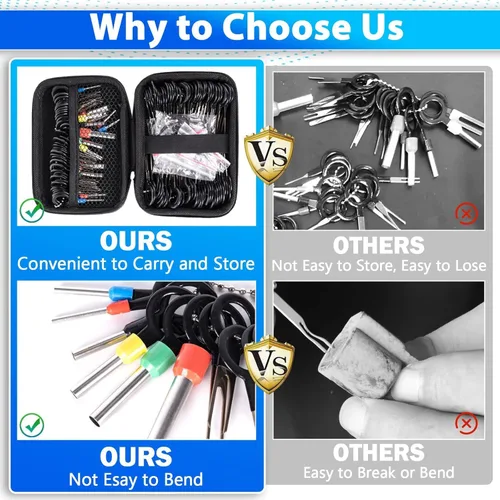 Vista 6 de Kikerike Kit de herramientas de extracción de terminales, 139 piezas, herramienta de desfilado, conector eléctrico, kit de herramientas