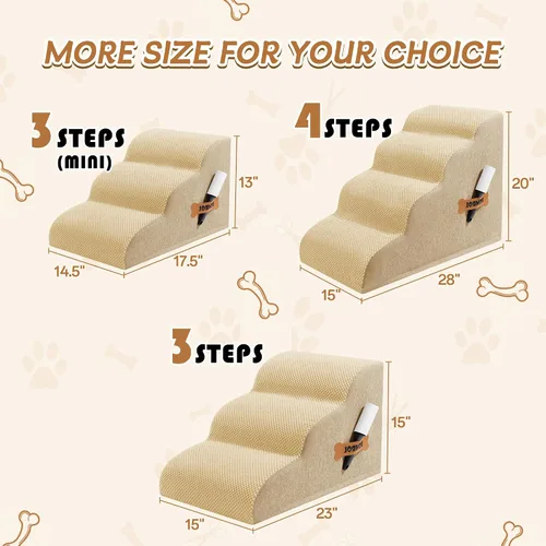 Vista 2 de Escaleras para perros Romrol, rampa para camas y sofás, escalones extra anchos para mascotas con cubierta duradera impermeable y antideslizante