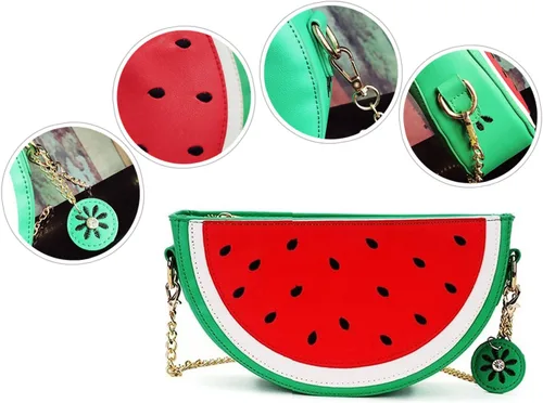 Vista 4 de Freie Liebe New Cute Watermelon Lemon Shaped Crossbody Clutch Purse Bag Fruit Style Purse Mini Shoulder Bag