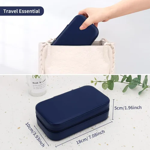 Vista 6 de DesignSter Joyero de viaje, estuche portátil de piel sintética, pequeñas cajas de joyería para regalos, organizador de joyas de viaje para mujeres
