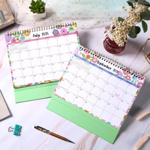 Vista 9 de Calendario de escritorio 2026-2027, calendario de escritorio 2026-2027, julio de 2026 a diciembre de 2027, 9.8 x 8.3 pulgadas, calendario superior