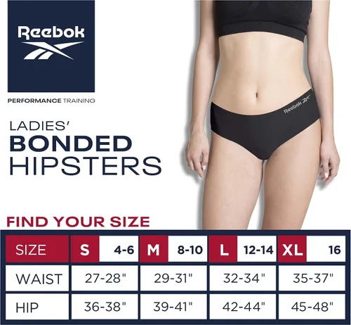Vista 7 de Reebok Ropa interior para mujer - Calzoncillos hipster elásticos de rendimiento (4 unidades)
