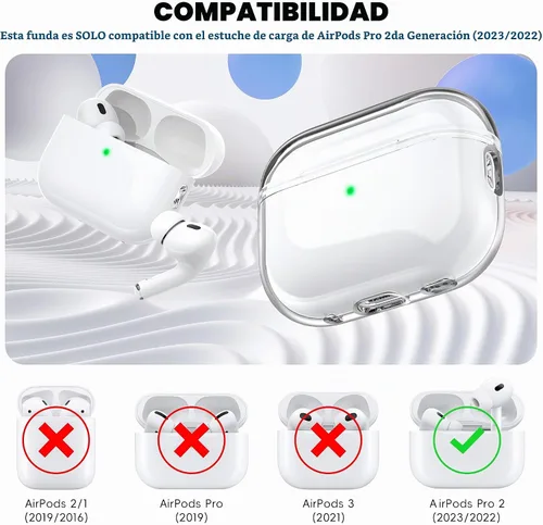 Vista 5 de Funda para Estuche de Airpods Pro de 2ª/1ª Generación, Compatible con Estuche de Airpods Pro de 2ª Gen Puerto de Carga USB C, Funda Suave