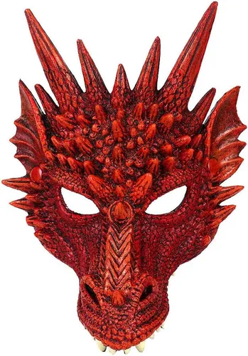 Vista 3 de Himine - Máscara de cosplay de cabeza de dragón para festival, fiesta y Halloween Negro