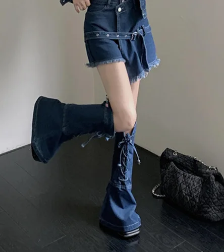 Vista 3 de Sexybody Calentadores de piernas para mujeres y niñas, Y2K Kawaii Cool Goth acampanados calentadores de piernas Gyaru punk pierna larga, holgados
