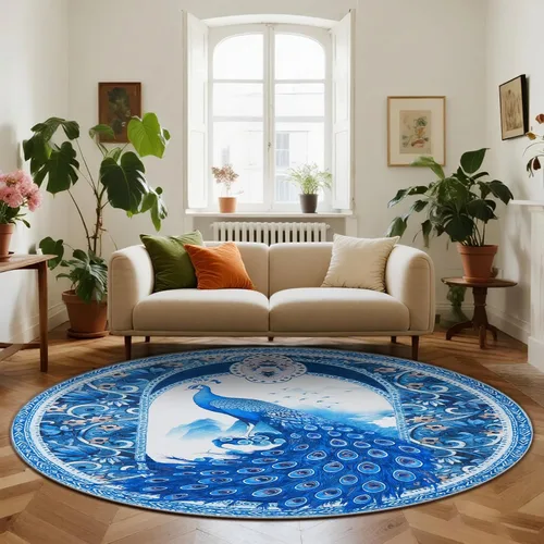 Vista 308 de Alfombra abstracta de 3 x 5 para sala de estar, dormitorio, entrada, color azul