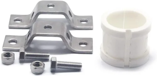 Vista 6 de QiiMii Percha de tubo hexagonal de 1.5 "acero inoxidable SS304 con amortiguador, correa de tubo ajustable con abrazadera de tubo
