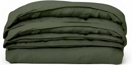 Vista 3 de INDACORIFY Juego de 3 fundas de edredón de algodón, 100% algodón, color verde musgo oscuro, juego de ropa de cama lavada a la piedra, funda