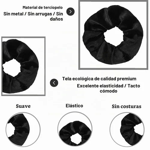 Vista 2 de IVARYSS Coleteros para mujer, 12 coleteros de terciopelo negro para el cabello, soporte suave para coleta de caballo para niñas, bandas elásticas