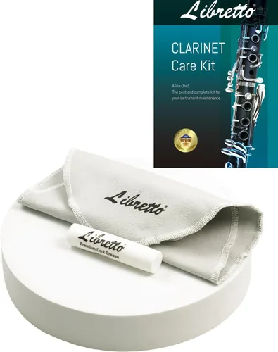 Vista 9 de Libretto Kit de limpieza de clarinete + kit de grasa de corcho, mantenimiento esencial Hisopo de microfibra con forma de lágrima azul y grasa