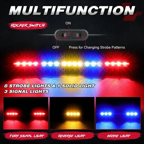 Vista 2 de OFFROADTOWN Barra de luz LED de persecución de 20 pulgadas, luces traseras UTV, luz intermitente de seguridad con luz intermitente de freno
