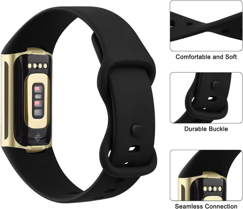 Vista 4 de Paquete de 2 bandas para Fitbit Charge 6 bandas para mujeres y hombres, correas clásicas suaves de repuesto para Fitbit Charge 5 Fitness & Health