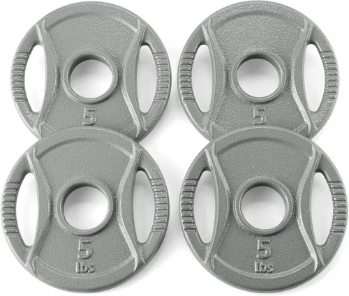 Vista 9 de Amazon Basics 2-Inch Olympic Grip Weight Plates, Cast Iron, for Powerlifting, CrossFit & Strength Training