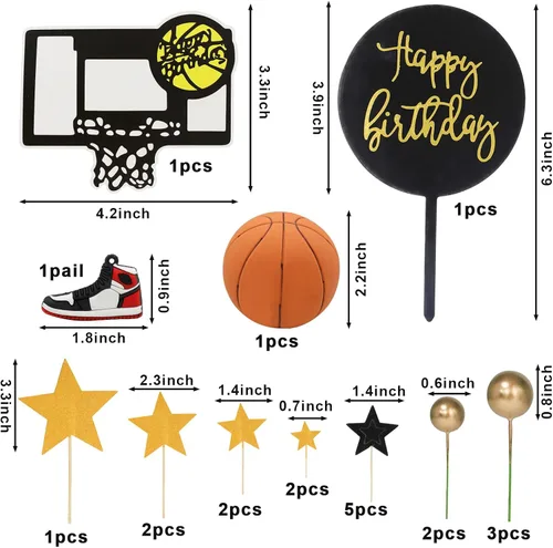 Vista 2 de Adornos para Tarta de Baloncesto 21 piezas, Adornos Temáticos de Baloncesto para Deportes, NBA, March Madness, Jordan, Suministros para Fiestas