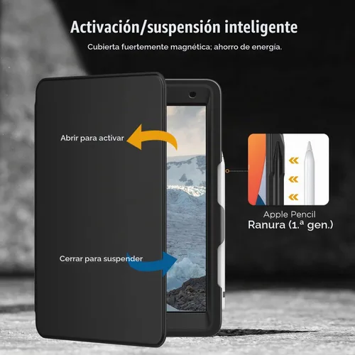 Vista 6 de MoKo - Funda para iPad de 9ª/8ª/7ª generación de 10.2 pulgadas con soporte para lápices Full Heavy Duty Case for iPad 10.2 2021/2020/2019 with