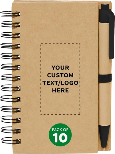 Vista 3 de DISCOUNT PROMOS Juego de 1 mini cuadernos en espiral personalizados con bolígrafos de tinta negra, paquete personalizado a granel, perfecto