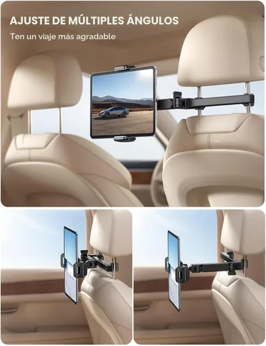 Vista 3 de Lamicall Soporte para reposacabezas de tableta para coche - [Brazo extensible 3 en 1] Soporte ajustable para tableta en el coche para asiento