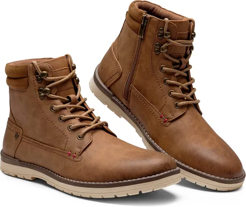Vista 4 de Vostey Men's Motorcycle Boots Business Waterproof Ankle Boots Casual Oxford Boots for Men