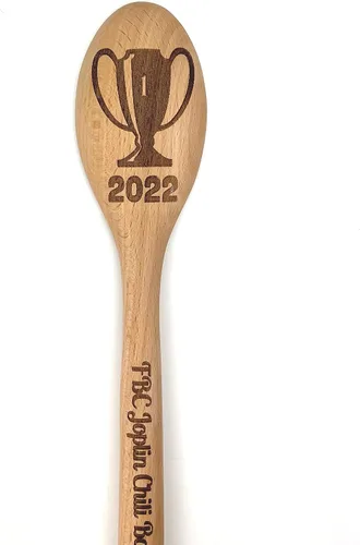 Vista 7 de Trofeo Chili Cook Off 2025, cuchara de cocina grabada de madera, premio de competencia de cocina personalizado, premio campeón de chile, cuchara