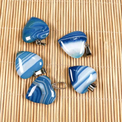 Vista 4 de LHJ 20 Piezas Dijes de Piedra Natural en Forma de Corazón Cristal de Cuarzo Ágata Encantos para Hacer Joyas Collar Pulsera Heart A