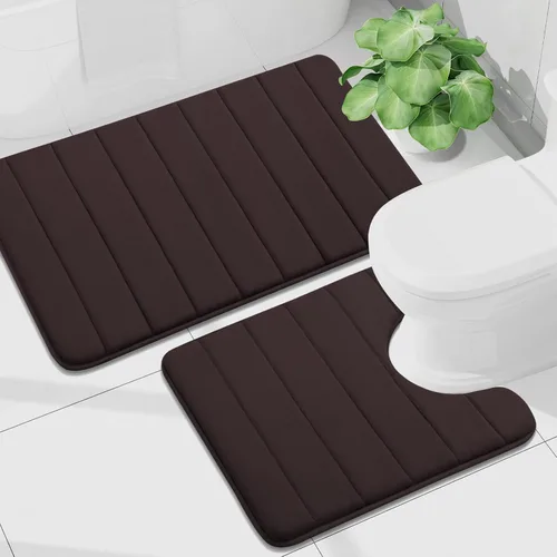 Vista 25 de Buganda Juego de 2 alfombras y tapetes de baño de espuma viscoelástica, lavables a máquina, suaves, antideslizantes, absorbentes, para baño, ducha