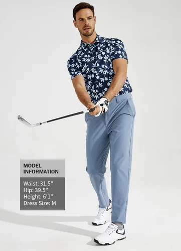 Vista 4 de YOVVI Golf Shirts for Men Short Sleeve Quick Dry Slim Fit Print Performance Moisture Wicking Polo Shirt