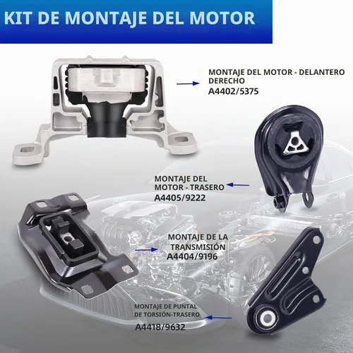 Vista 3 de Juego de montaje de motor de 4 piezas compatible con Mazda 3 2.0L 2004-2009