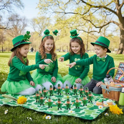 Vista 4 de 12 juguetes de duende mini del día de San Patricio, juguetes de puercoespín para apretar, juguete para aliviar el estrés para niños, recuerdo