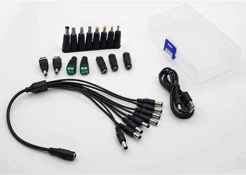 Vista 2 de Cable de alimentación universal de 5 V CC, USB a CC de 0.217 x 0.083 in, cable Powe con conectores (13 piezas) Cable divisor de alimentación de CC 1