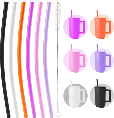Vista 2 de Paquete de 12 popotes de repuesto para vaso Simple Moderno, popotes reutilizables de 12 pulgadas compatibles con vasos Stanley de 40 onzas, Iron
