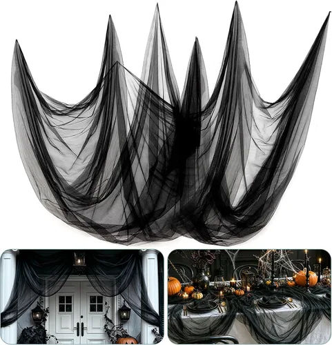 Vista 20 de 2Pcs 13x10ft Ultra-fine Mesh Mosquito Net, for Halloween Black Gauze Cloth Negro