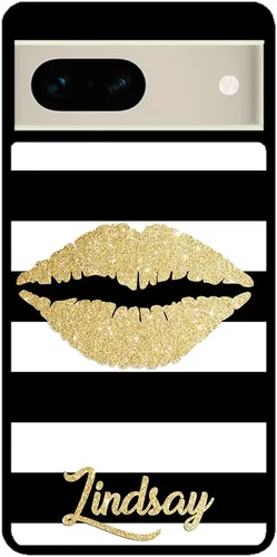 Vista 2 de Golden Gold Lips - Funda de goma negra personalizada compatible con Google Pixel 10, 10 Pro, 10 Pro XL, 9a, 9 Pro, Pixel 9, Pixel 9 Pro XL, 8a, 8