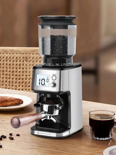 Vista 2 de Homtone Molinillo de café expreso con rebabas cónicas – Molinillo de frijoles eléctrico continuo de 2.008 in con ajustes de molienda, temporizador