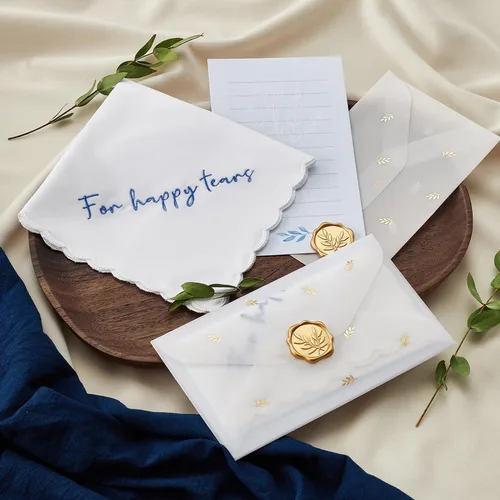 Vista 3 de Regalos para madre de la novia, lágrimas felices, pañuelo de boda, algo azul para la novia en la boda