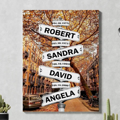 Vista 20 de Chiside Letrero de calle familiar con nombre, lienzo artístico para decoración del hogar, lienzo personalizado con nombres de familia, fecha