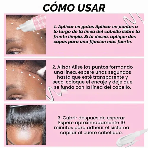 Vista 6 de Pegamento de peluca para pelucas de encaje frontal, 0.5 onzas de pegamento de peluca de encaje frontal impermeable para pelucas, adhesivo