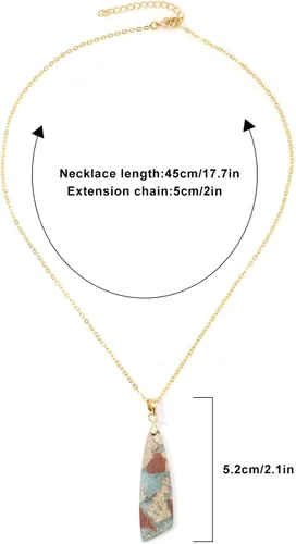 Vista 6 de Collares de piedra natural para mujer, collar con colgante bohemio de oro de 18 quilates